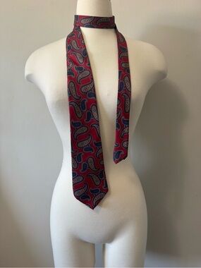 Monzini Collection Men's Red Paisley Skinny Silk Tie 🇨🇦